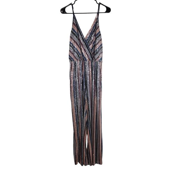 Dao Chloe Dao Jumpsuit Womens Large Multicolor Sequin Wide Leg Party Glam Y2K - Picture 2 of 14
